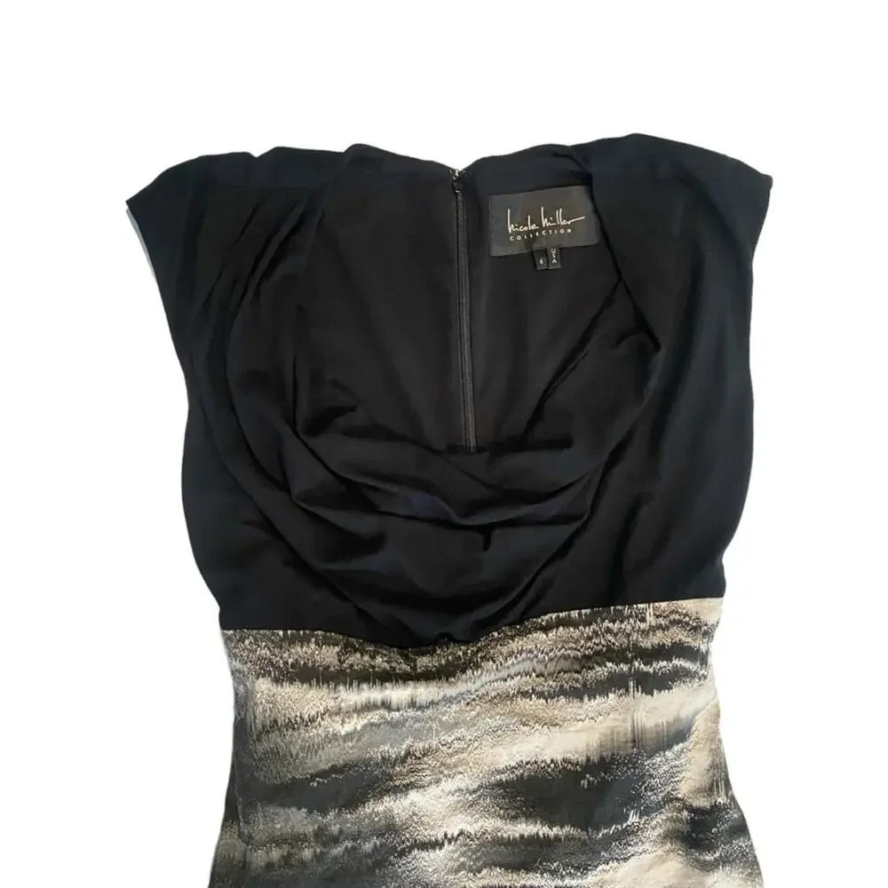 Nicole Miller L126812 Womens Black Distorted Fog Combo Dress Size 6